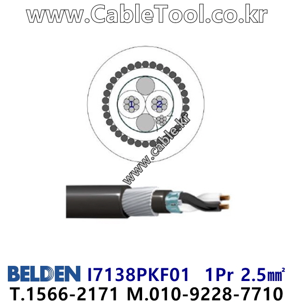BELDEN  I738PKF01, 1Pr 2.5mm²,  XLPE/OS/PVC/GSWA/FRPVC 0,6/1 (1,2) kV  IEC 60502-1, 